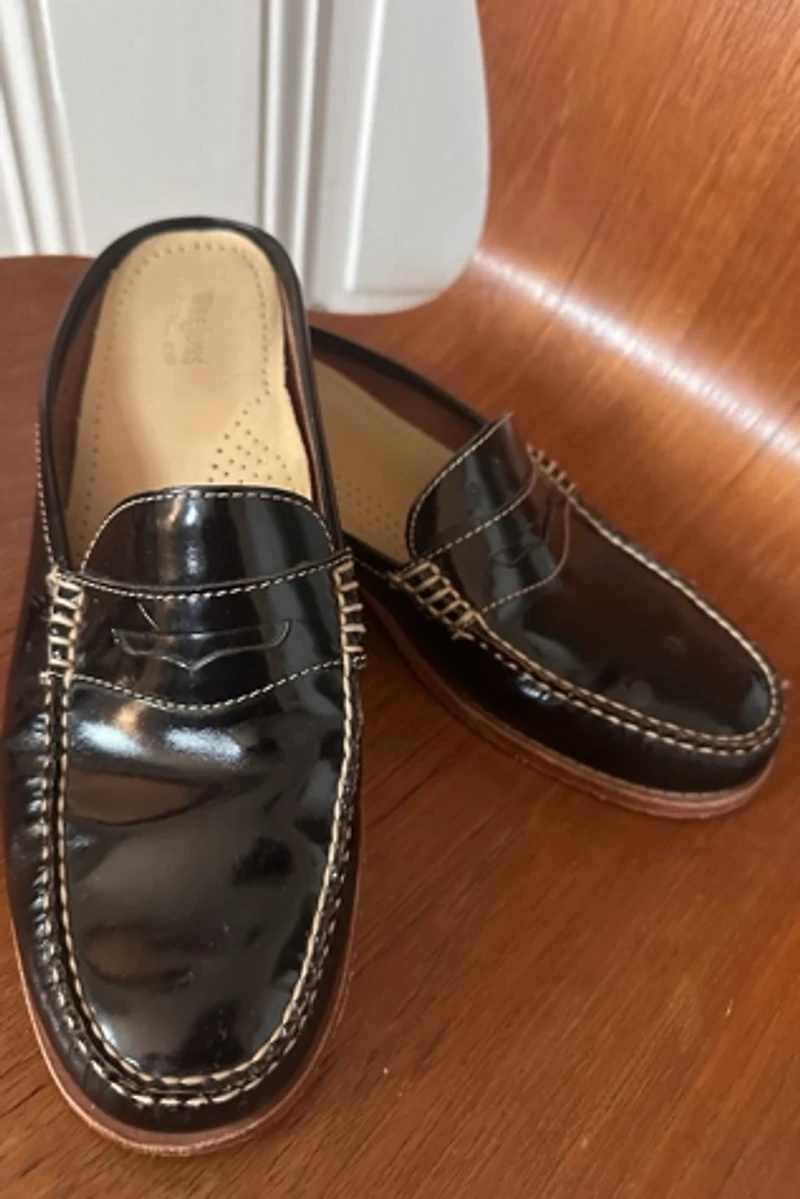 Classic Preppy Brown Patent Leather Bass WeeJuns Mule Selected by KA.TL.AK