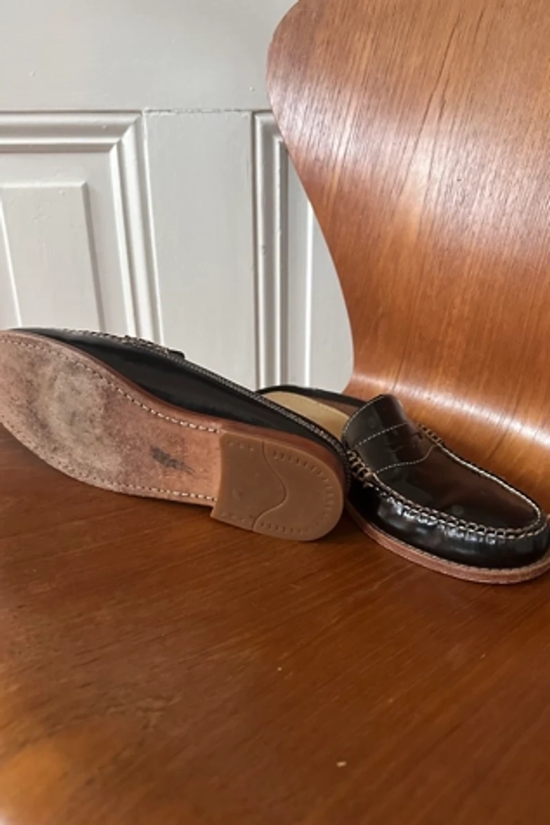 Classic Preppy Brown Patent Leather Bass WeeJuns Mule Selected by KA.TL.AK