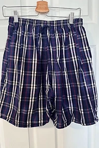 Black, Red, White and Blue Large Pattern Plaid Full Bermuda Shorts Selected by KA.TL.AK