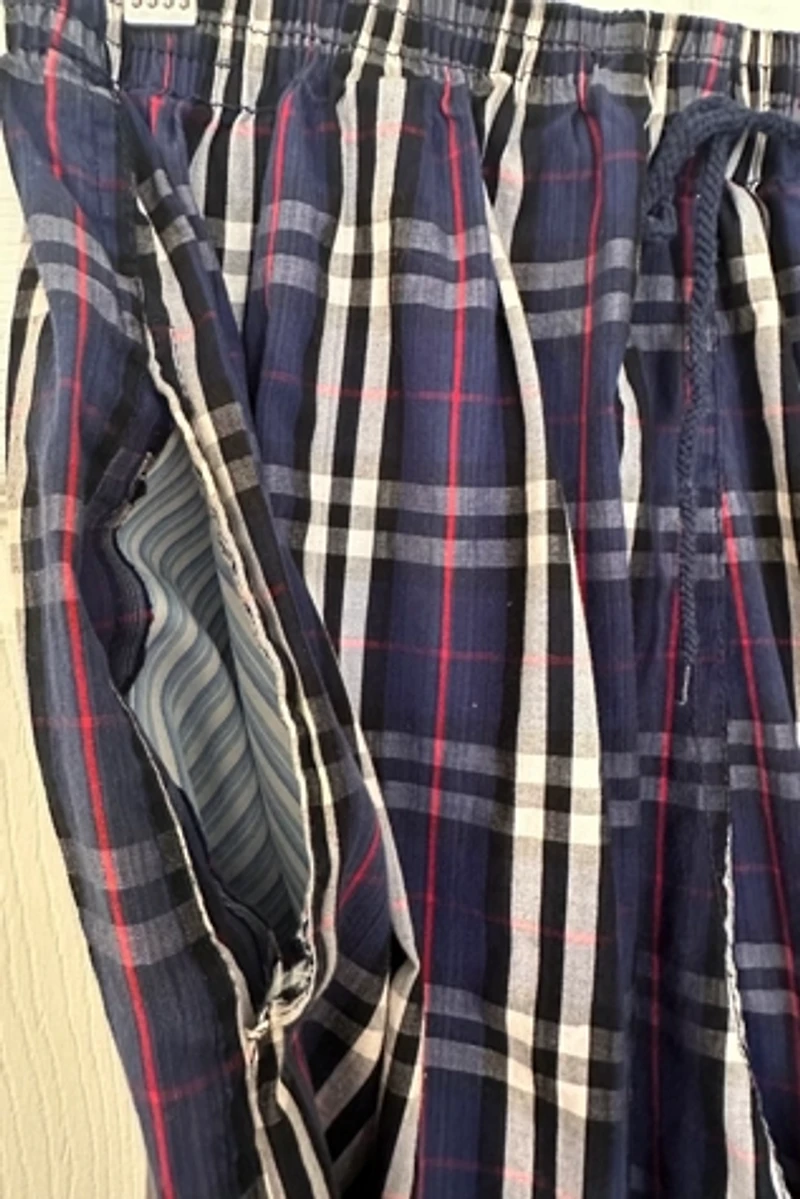 Black, Red, White and Blue Large Pattern Plaid Full Bermuda Shorts Selected by KA.TL.AK