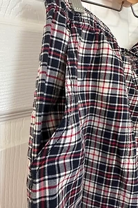 Red, White and Blue Small Pattern Plaid Preppy Bermuda Shorts Selected by KA.TL.AK