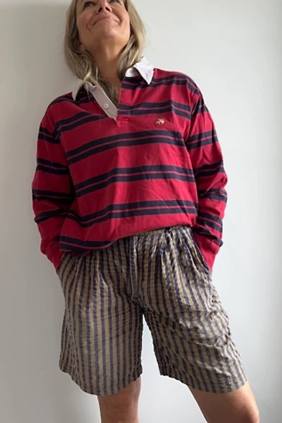 Vintage Preppy Cotton Poppy Plaid Bermuda Shorts with Pockets Selected by KA.TL.AK