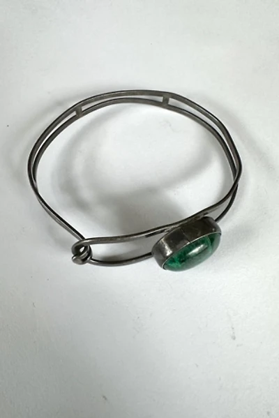 Vintage 1970s Hand Wrought Silver Bracelet with Stone Selected by Cherry