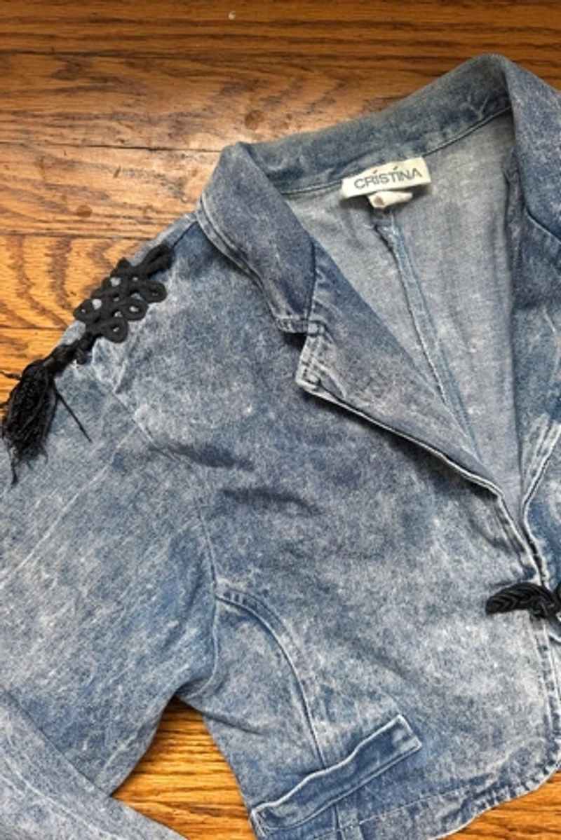 Vintage 1980s Acid Wash Bolero Jacket with Tassels Selected by Cherry