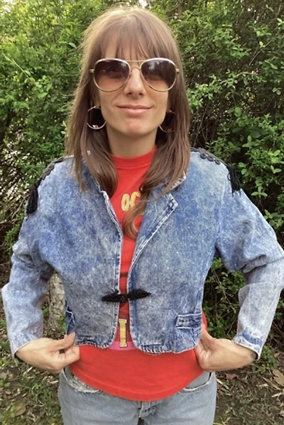 Vintage 1980s Acid Wash Bolero Jacket with Tassels Selected by Cherry