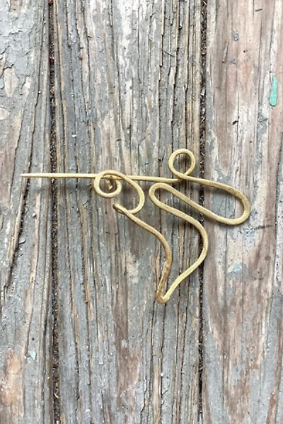 Vintage 1980s Artisan Hand Wrought Metal Pin Selected by Cherry