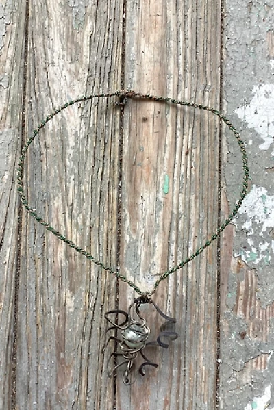 Vintage 1980s Artisan Hand Wrought Metal and Marble Necklace Selected by Cherry