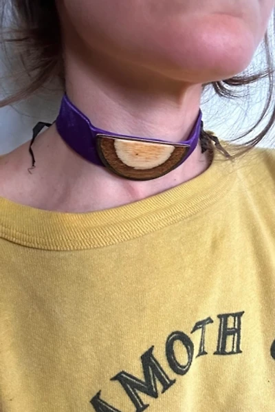 Vintage 1960s Purple Velvet and Wood Choker Selected by Cherry