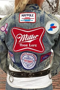 Vinatge 1980s Acid Washed Patched Denim Jacket Selected by Cherry
