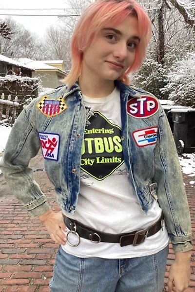 Vinatge 1980s Acid Washed Patched Denim Jacket Selected by Cherry