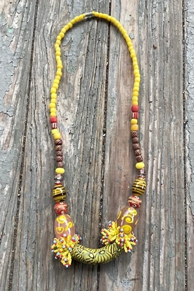 Vintage 1980s Italian Glass and Beaded Necklace Selected by Cherry