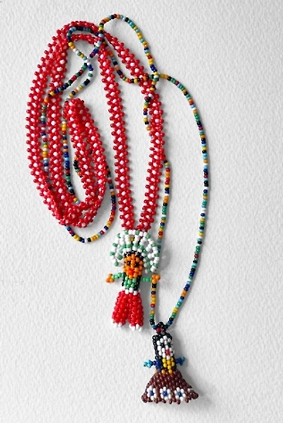 Vintage Hand-Beaded Figural Folk Art Doll Necklace Set Selected by MARMALADE