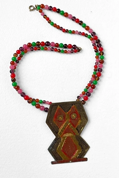 Vintage Etched Brass Artisan Statement Necklace Selected by MARMALADE