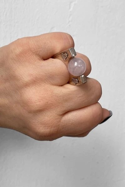 Vintage Modernist Sterling Rose Quarts Kinetic Sphere Ring Selected by MARMALADE