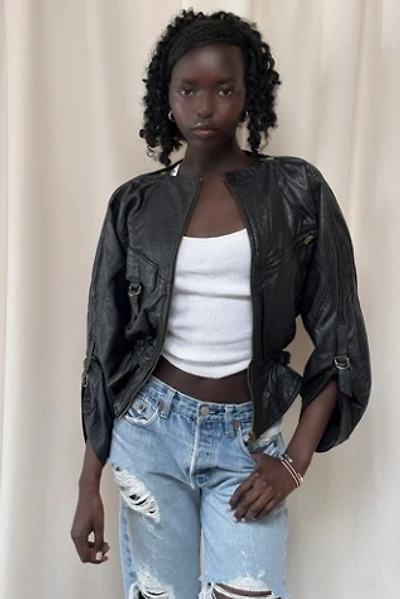 Vintage 1980's Leather Cropped Jacket Selected By Afterlife Boutique