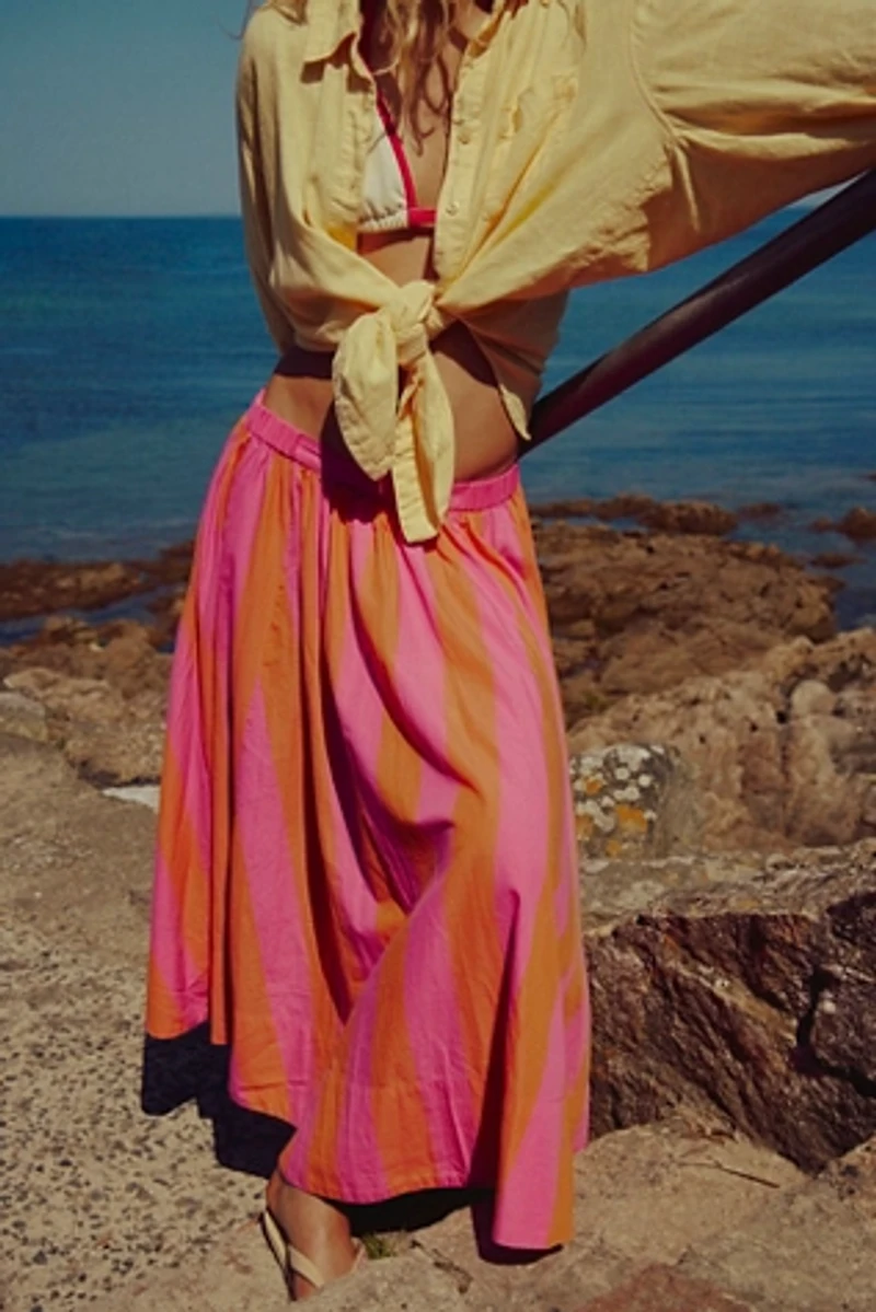 Lowen Striped Midi Skirt
