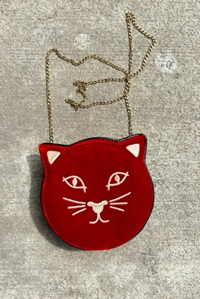 Charlotte Olympia Velvet Cat Cross-Body Bag Selected by Nomad Vintage