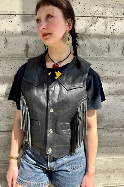 1970-80’s Biker Fringed Leather Vest Selected by Nomad Vintage