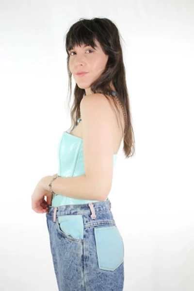 1980s Southern Bluegrass Acid Wash Bow Jeans Selected By Moons + Junes Vintage