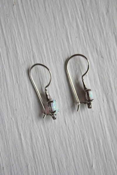 Vintage Opal Diamond Sterling Silver Dangle Earrings Selected By Moons + Junes Vintage