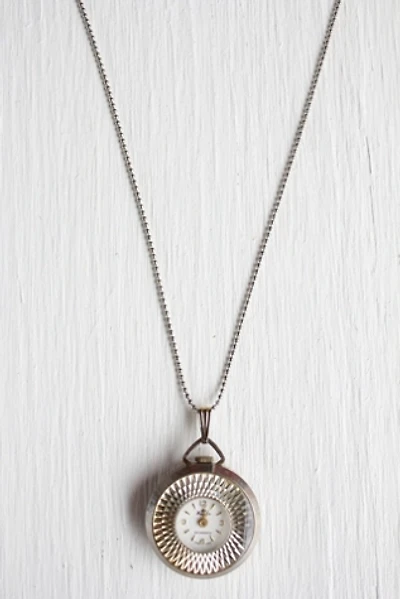 Vintage Watch Pendant Silver Chain Necklace Selected By Moons + Junes Vintage