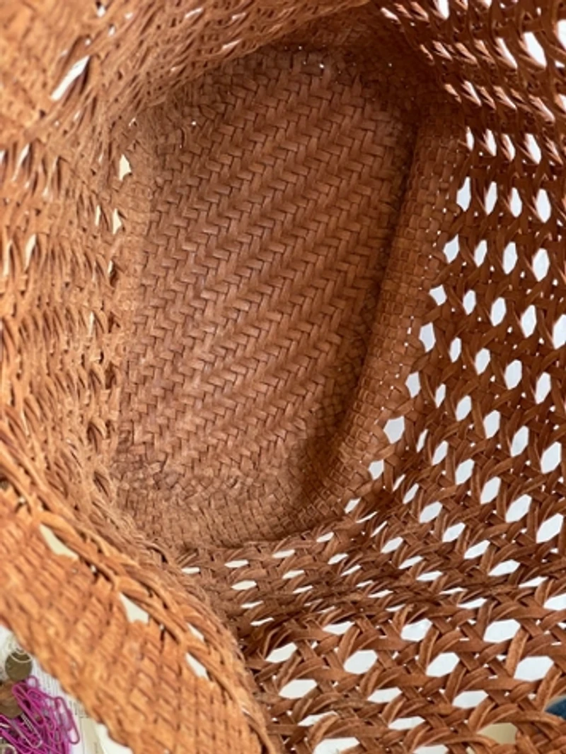 Brown Woven Leather Market Tote Bag Selected by FernMercantile