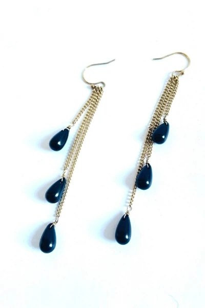 Vintage Black Teardrop Dangle Earrings Selected by FernMercantile