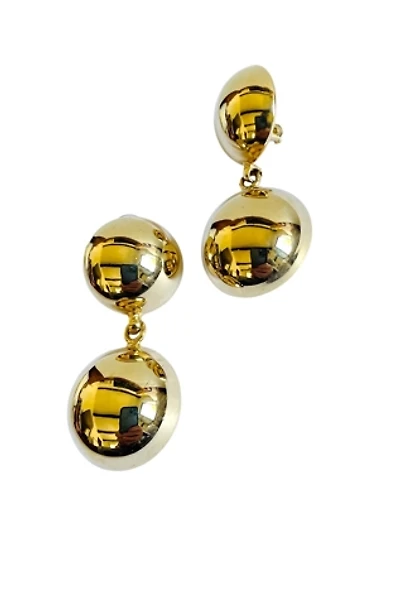 Vintage 1980's Goldtone Double Dome Clip Earrings Selected by FernMercantile