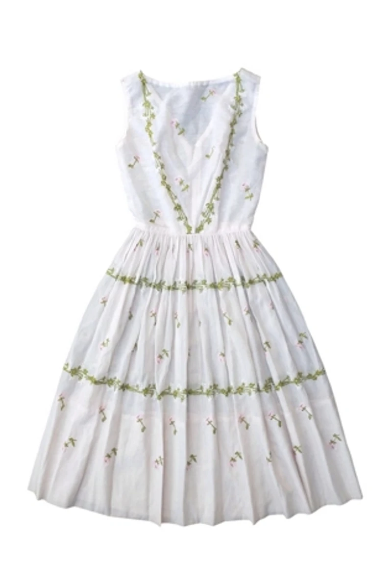 1960's Garden Party Embroidered Dress Selected by Garbage Soup