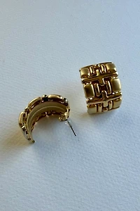 Gold Half Dome Earrings Selected by Wax Plant