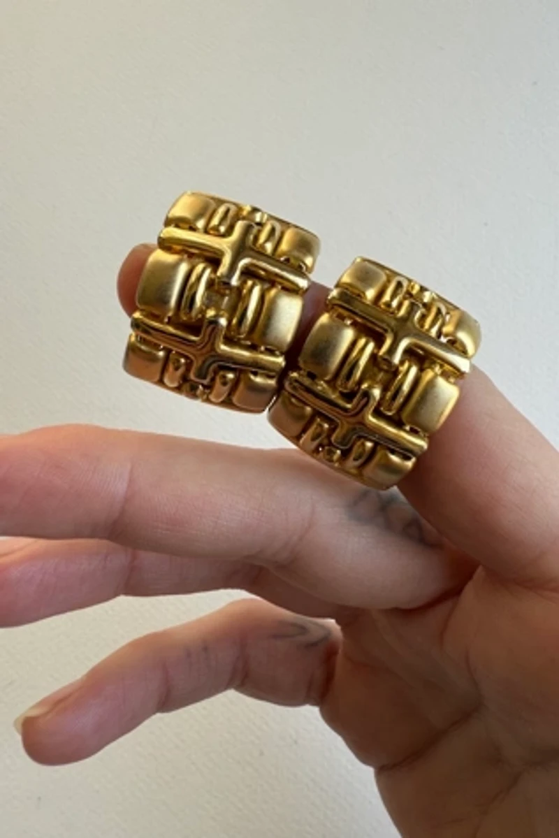 Gold Half Dome Earrings Selected by Wax Plant