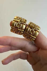 Gold Half Dome Earrings Selected by Wax Plant