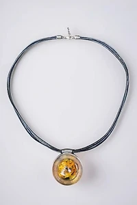 Modernist Amber Sterling Pendant Necklace Selected by Garbage Soup