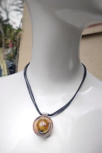 Modernist Amber Sterling Pendant Necklace Selected by Garbage Soup