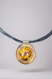 Modernist Amber Sterling Pendant Necklace Selected by Garbage Soup