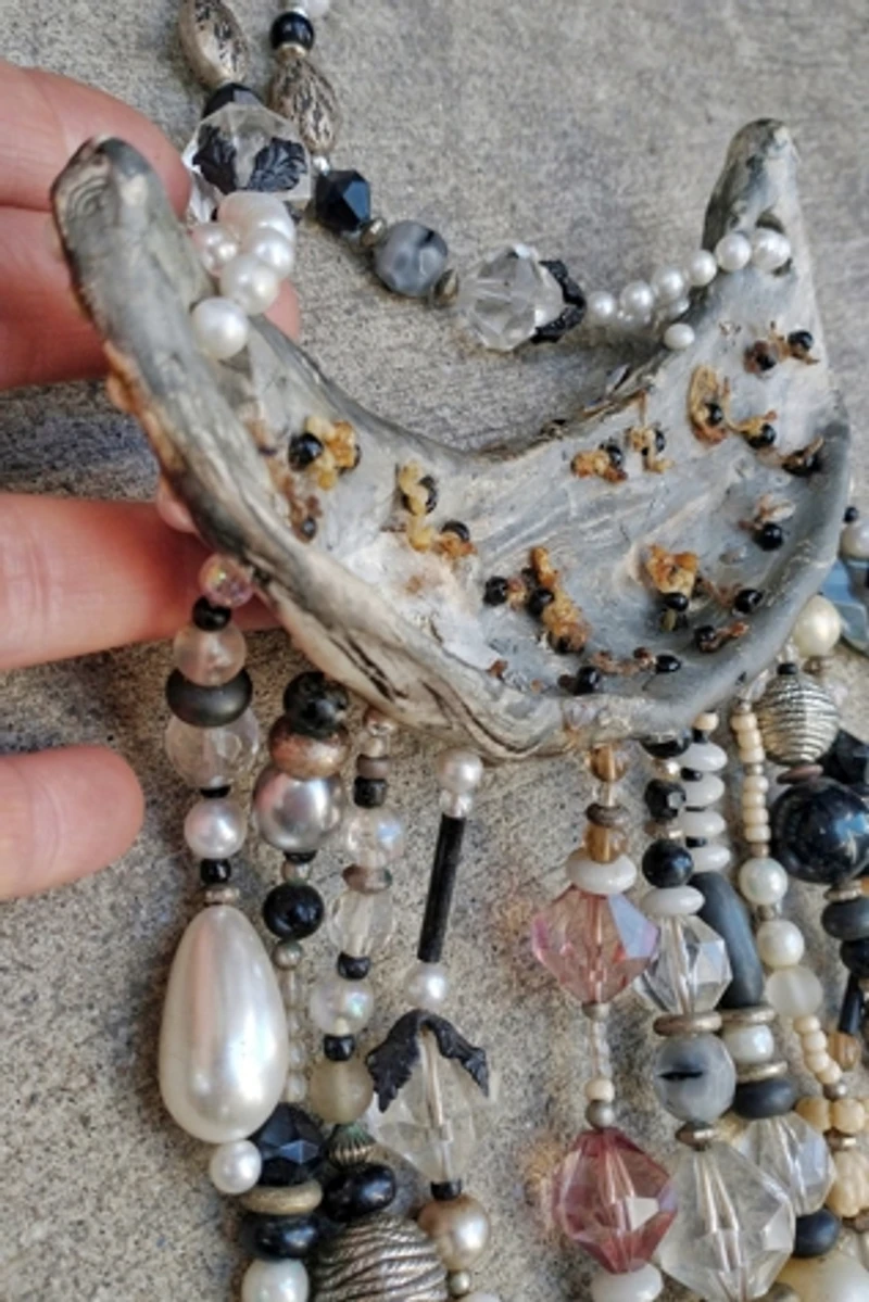 1980's Artisan Abalone Shell and Bead Choker Necklace Selected by Garbage Soup