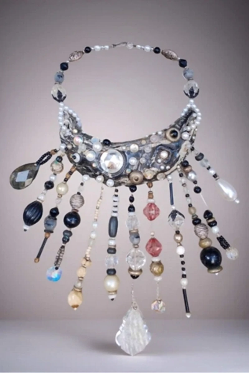 1980's Artisan Abalone Shell and Bead Choker Necklace Selected by Garbage Soup