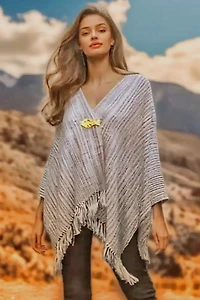 Handwoven Artisan Ruana Cape Selected by Garbage Soup