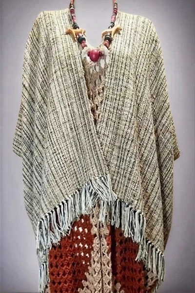 Handwoven Artisan Ruana Cape Selected by Garbage Soup