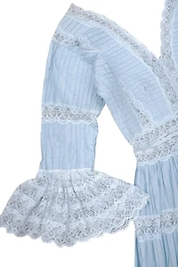 1970's Mexican Blue Pintuck Dress Selected by Garbage Soup