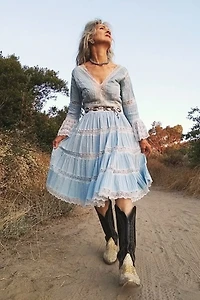 1970's Mexican Blue Pintuck Dress Selected by Garbage Soup