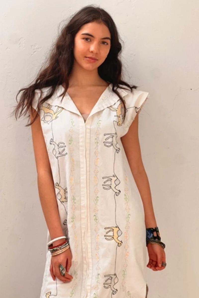 Anna Corinna Reworked Hand Embroidered Camels Smock Dress