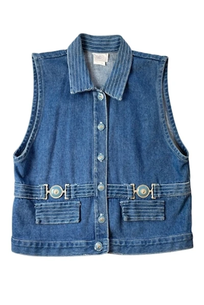 Vintage Denim Vest With Lion Buttons Selected By Ankh By Racquel