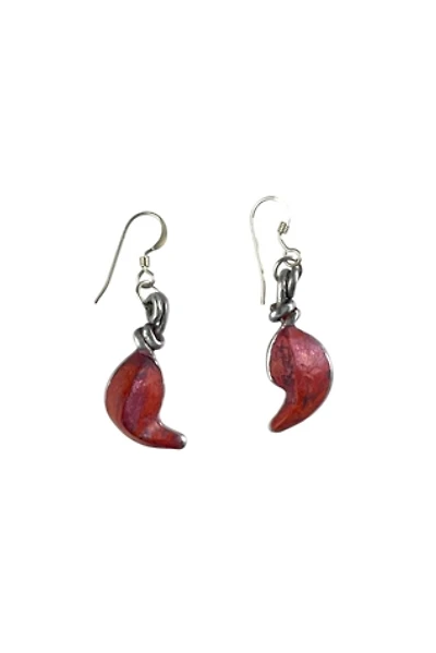 Vintage Red And Silver Dangle Earrings Selected By Ankh By Racquel