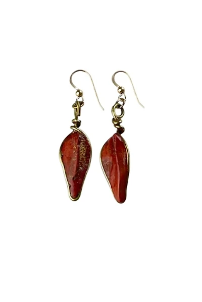 Vintage Rust Abstract Leaf Earrings Selected By Ankh By Racquel