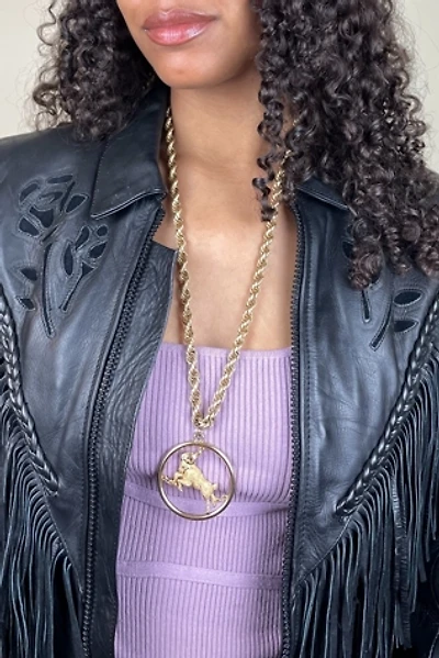 Vintage Gold Aries Ram Medallion Necklace Selected By Ankh By Racquel