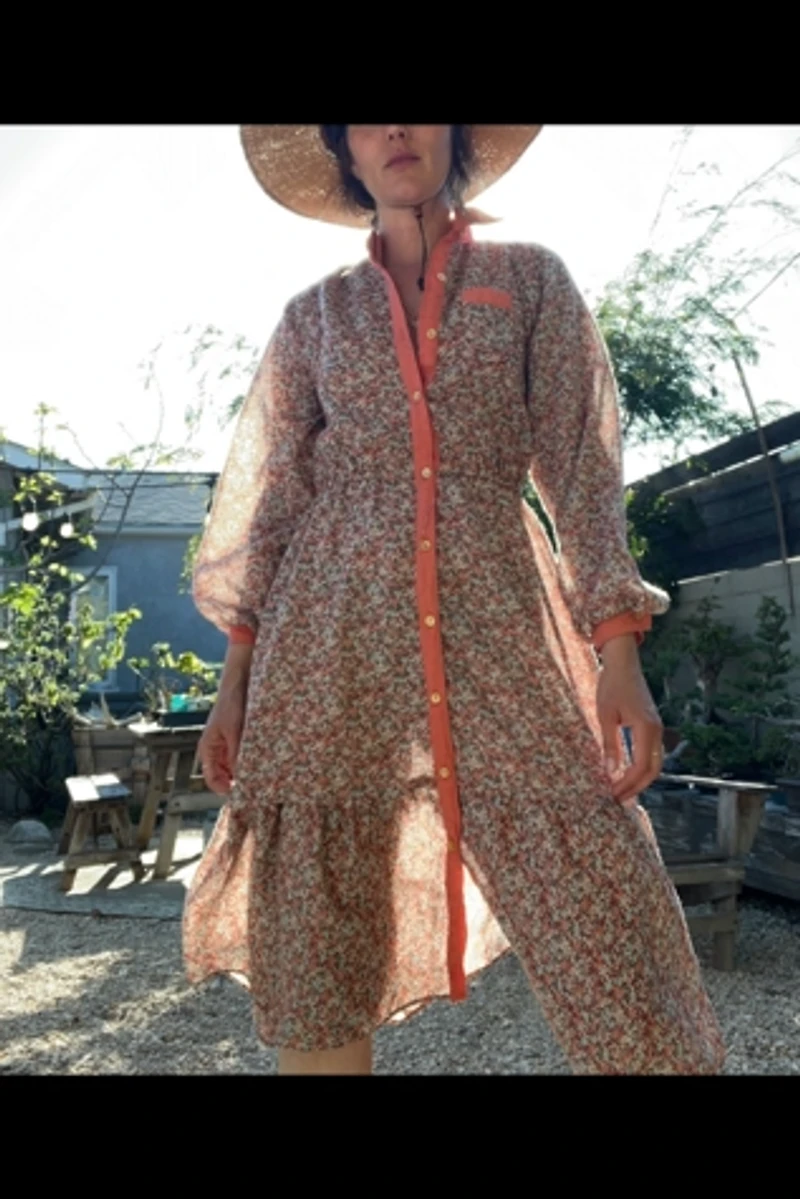1960s Floral Prairie Dress