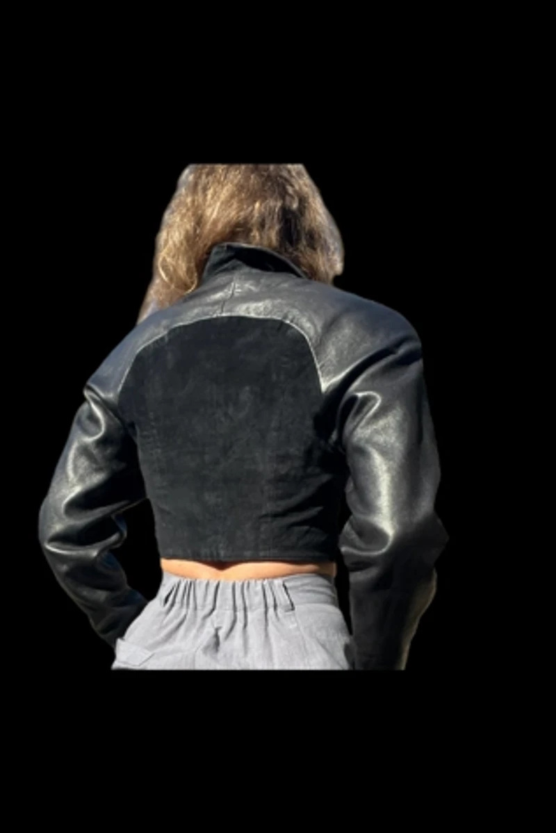North Beach Leather & Suede Cropped Two Toned Jacket