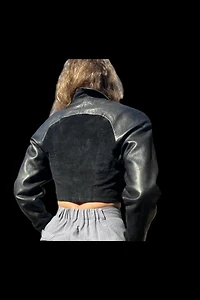 North Beach Leather & Suede Cropped Two Toned Jacket