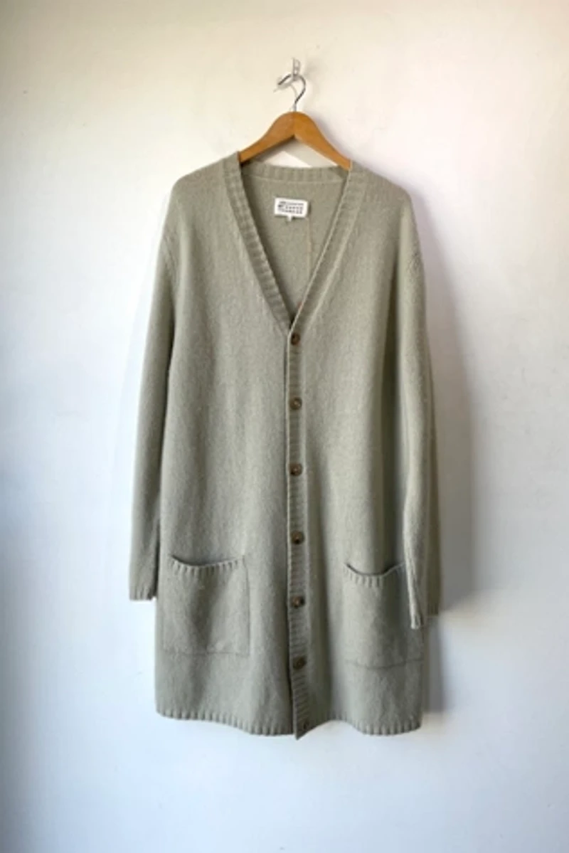 Maison Margiela Light Green-Grey Knit Wool Cardigan Selected by The Curatorial Dept.